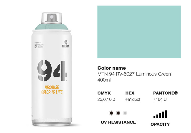 Peinture BOMBE MTN 94 400ml - RV-6027 Vert Lumineux - MONTANA COLOR