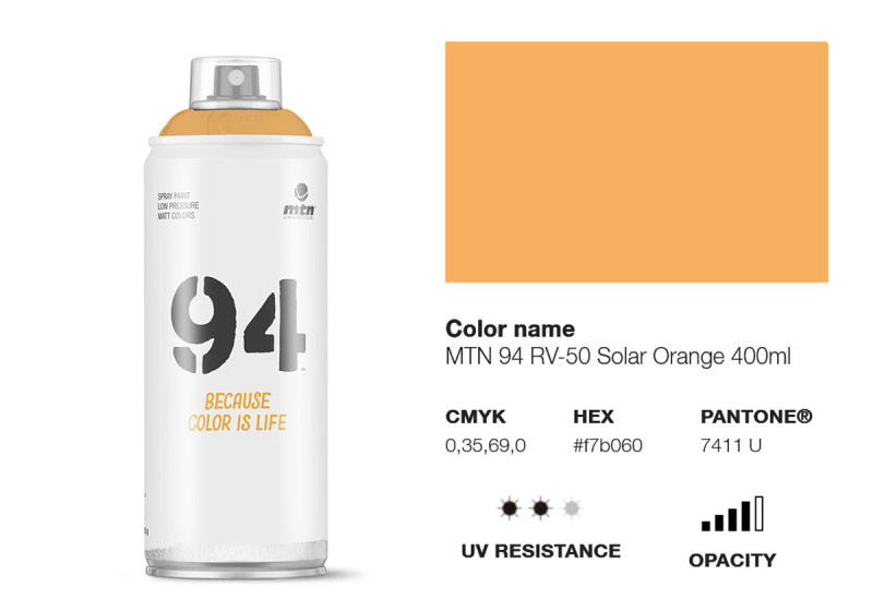 Peinture BOMBE MTN 94 400ml - RV-50 Orange Solaire - MONTANA COLOR