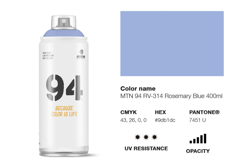 Peinture BOMBE MTN 94 400ml - RV-314 Bleu Romarin MONTANA COLOR