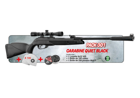 Pack carabine 4.5mm (Plomb) QUIET BK GAMO + LUNETTE + CIBLE + PLOMB