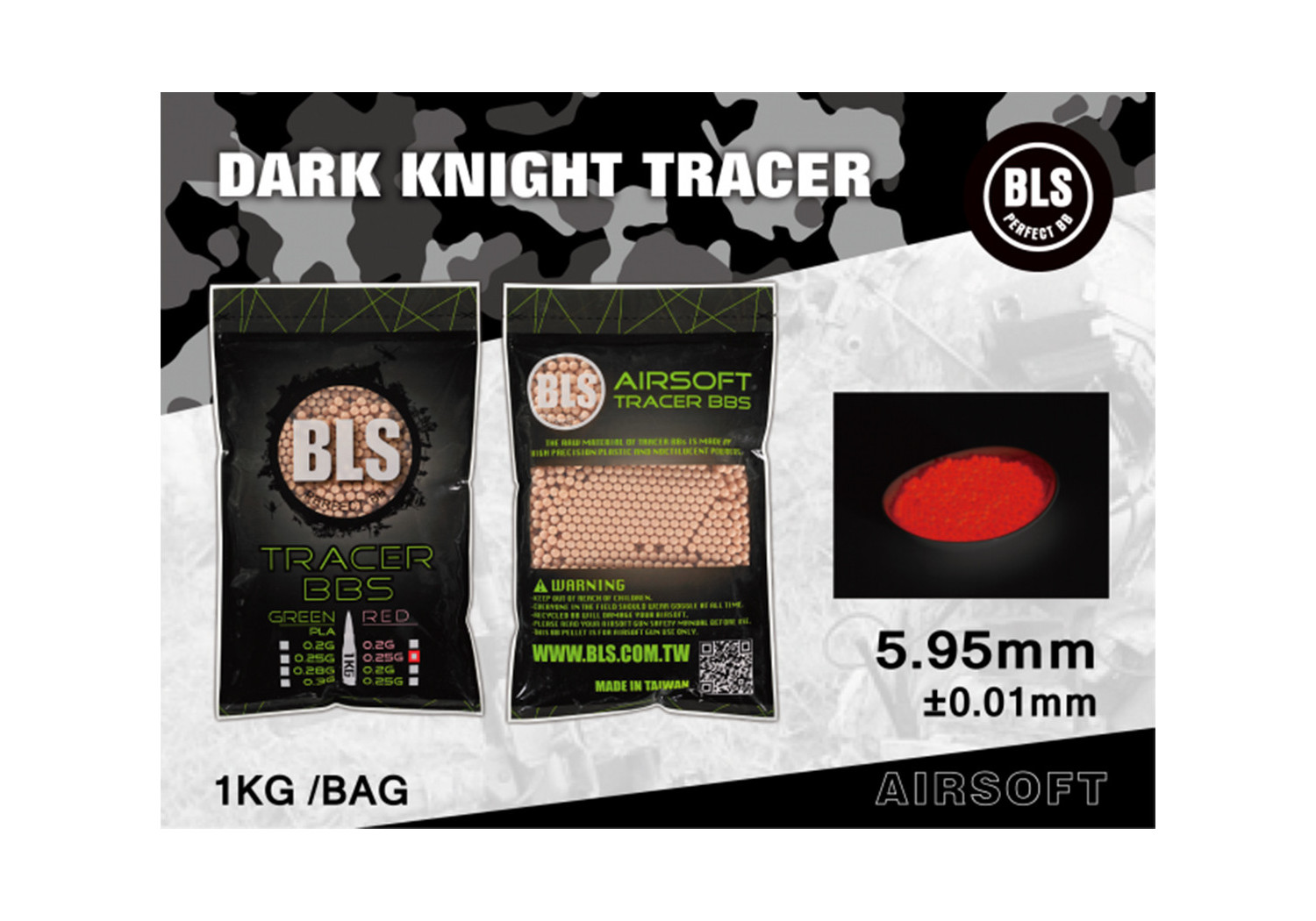 Billes traçantes ROUGE 0.25g SACHET 1KG 4000 BILLES BLS Billes traçantes ROUGE 0.25g SACHET 1KG 4000 BILLES BLS