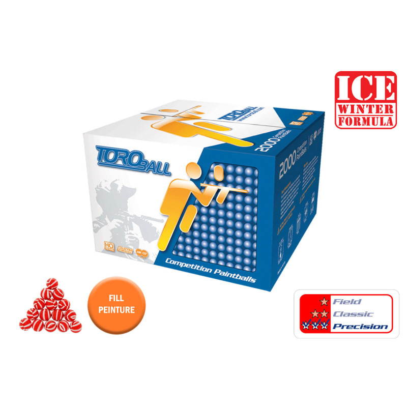 Carton de 2000 TOROBALL PRECISION WINTER 0.68 - couleur RED STRIPES - ORANGE