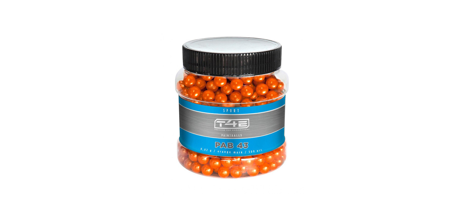 Billes 0.43 PEINTURE MARKINGBALL PAB43 T4E SPORT BIODEGRADABLE UMAREX ORANGE BOITE X500 Billes 0.43 PEINTURE MARKINGBALL PAB43 T4E SPORT BIODEGRADABLE UMAREX ORANGE BOITE X500