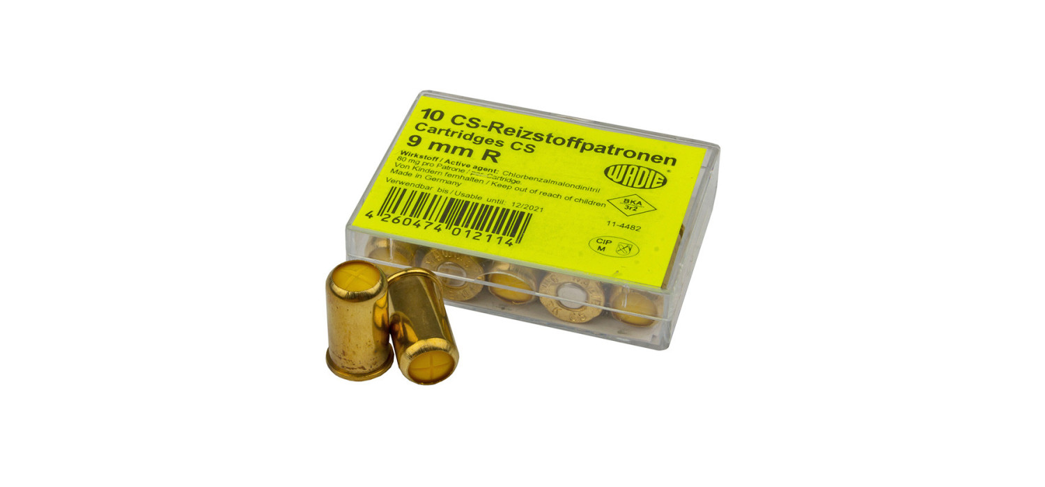 Cartouches 380/9mm RK A BLANC + GAZ CS REVOLVER WADIE X10