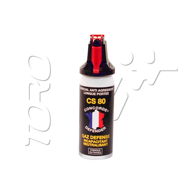 Aérosol lacrymogène GAZ CS 80 INCAPACITANT 50ML CONCORDE DEFENDER