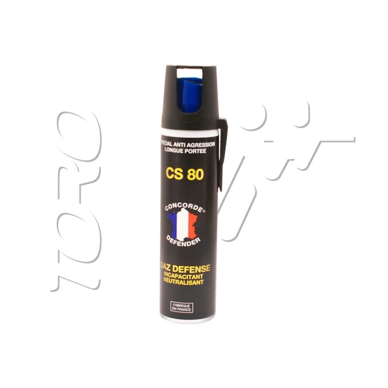 Aérosol lacrymogène GAZ CS 80 INCAPACITANT 75ML CONCORDE DEFENDER