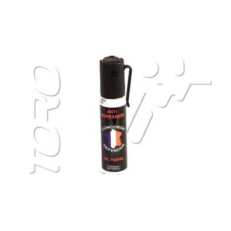 Aérosol lacrymogène GEL POIVRE ROUGE 25ML CONCORDE DEFENDER