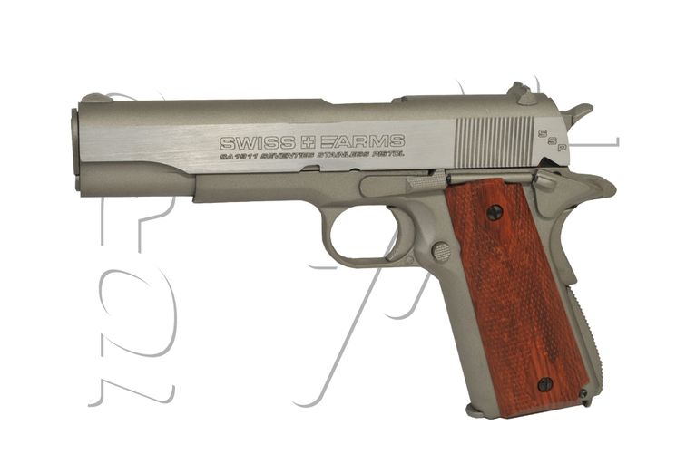 Pistolet 4.5mm (Billes) COLT 1911 CO2 FULL METAL BLOWBACK SILVER GREY SWISS ARMS