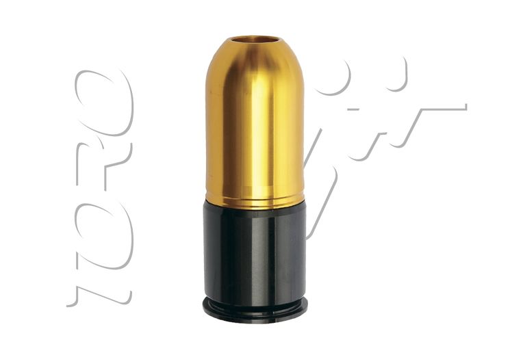 Grenade ogive DIAM 40mm PAINTBALL AIRSOFT L110mm GAZ ET CO2 90 BILLES BLACK GOLD ASG