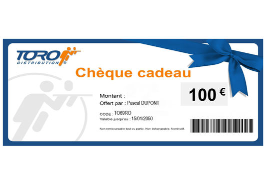 Chèque CADEAU TORO 100 EUROS numérique