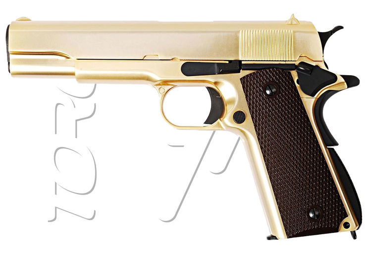 Pistolet 1911 CHROME FULL METAL BLOWBACK GAZ GOLD WE