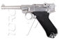 Pistolet LUGER P08 S 4" FULL METAL GBB GAZ SILVER WE
