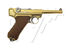 Pistolet LUGER P08 S 4" FULL METAL GBB GAZ GOLD WE