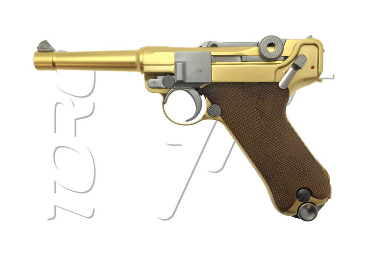 Pistolet LUGER P08 S 4" FULL METAL GBB GAZ GOLD WE