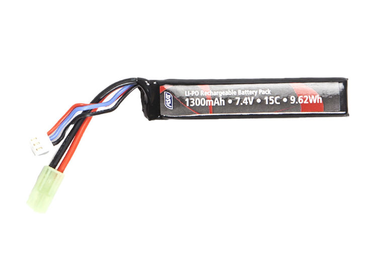 Batterie LIPO 7.4V 1300 mAh 15C 92x19x17mm 1 STICK ASG