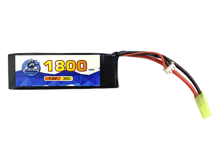 Batterie LIPO 7.4V 1800 mAh 30C 96x29x15mm 1 STICK 88g BURST 60C SHARK