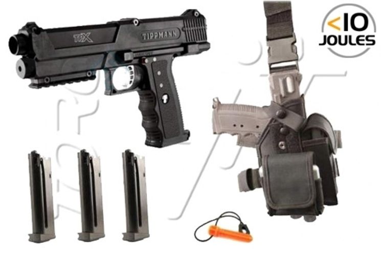 Pistolet TPX 2.0 DELUXE KIT TIPPMANN INCLUS 3 CHARGEURS + HOLSTER - BLACK 