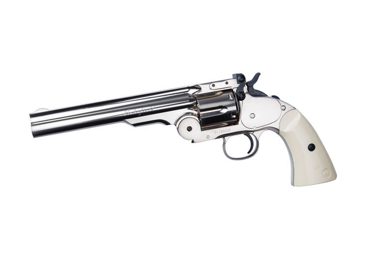 Revolver 4.5mm (Billes) SMITH & WESSON SCHOFIELD 6" SILVER IVORY CO2 ASG