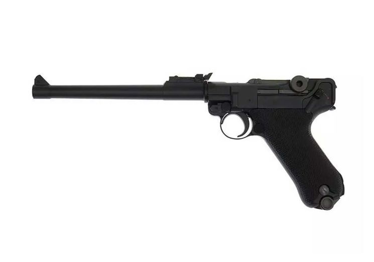Pistolet LUGER P08 L 8" FULL METAL GBB GAZ BLACK WE