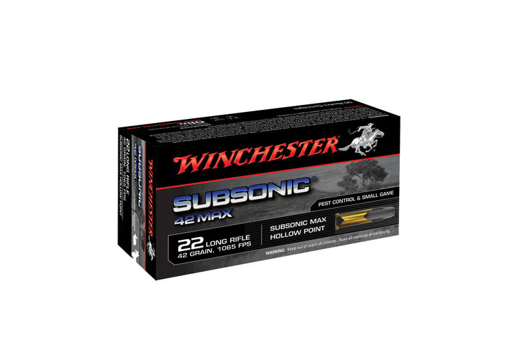Cartouches 22LR SUBSONIC MAX 42G HP WINCHESTER BROWNING X50- Catégorie C